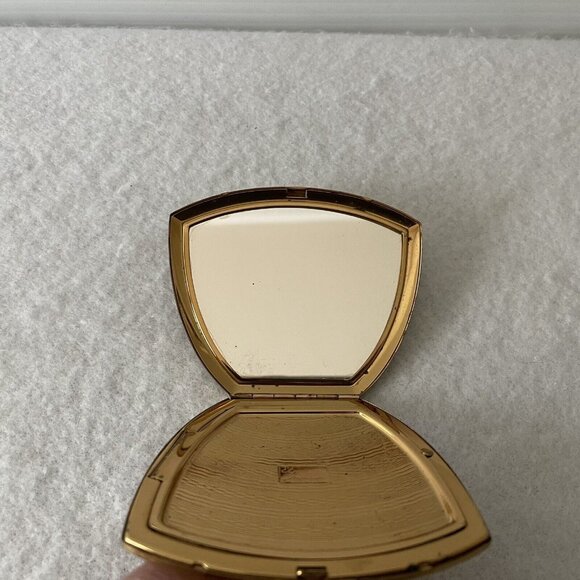Elgin American Mirrored Compact Makeup Case Gold Tone Cherubs Flowers Midcentury - Picture 12 of 16